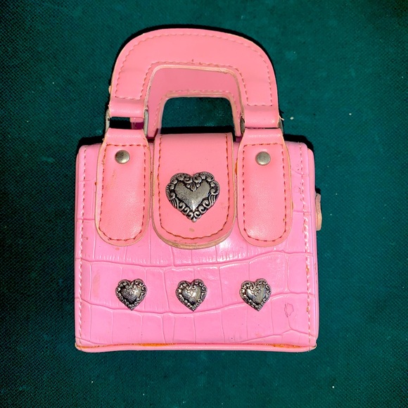 Handbags - Mini Pink Heart Emblem Purse